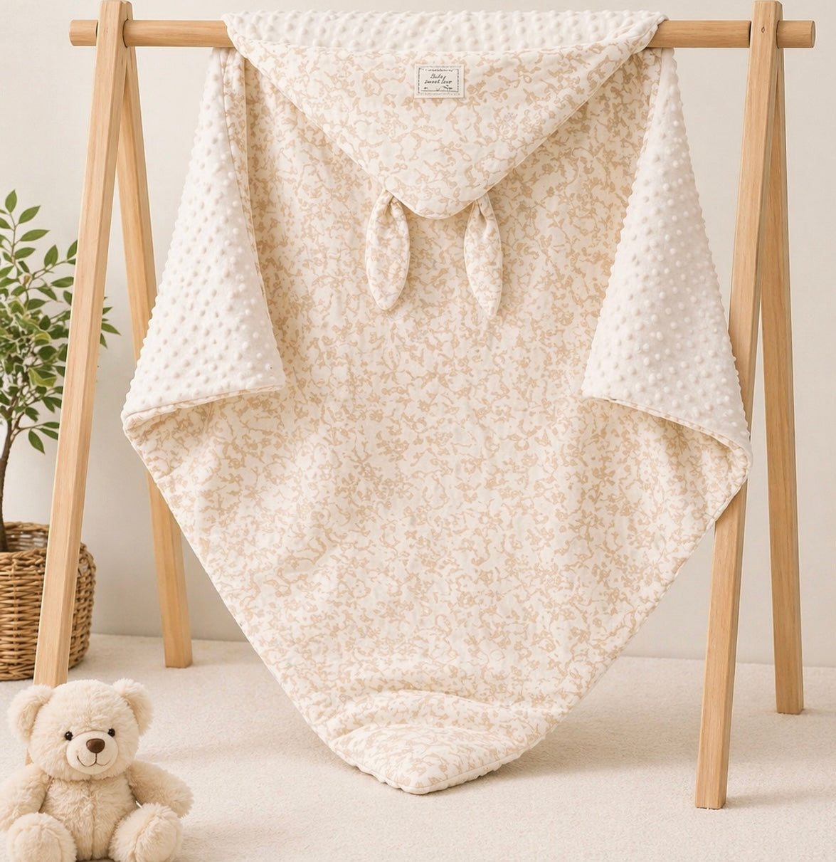 B&B Little Angels Hooded Baby Wrap – Soft Cozy Swaddle Blanket