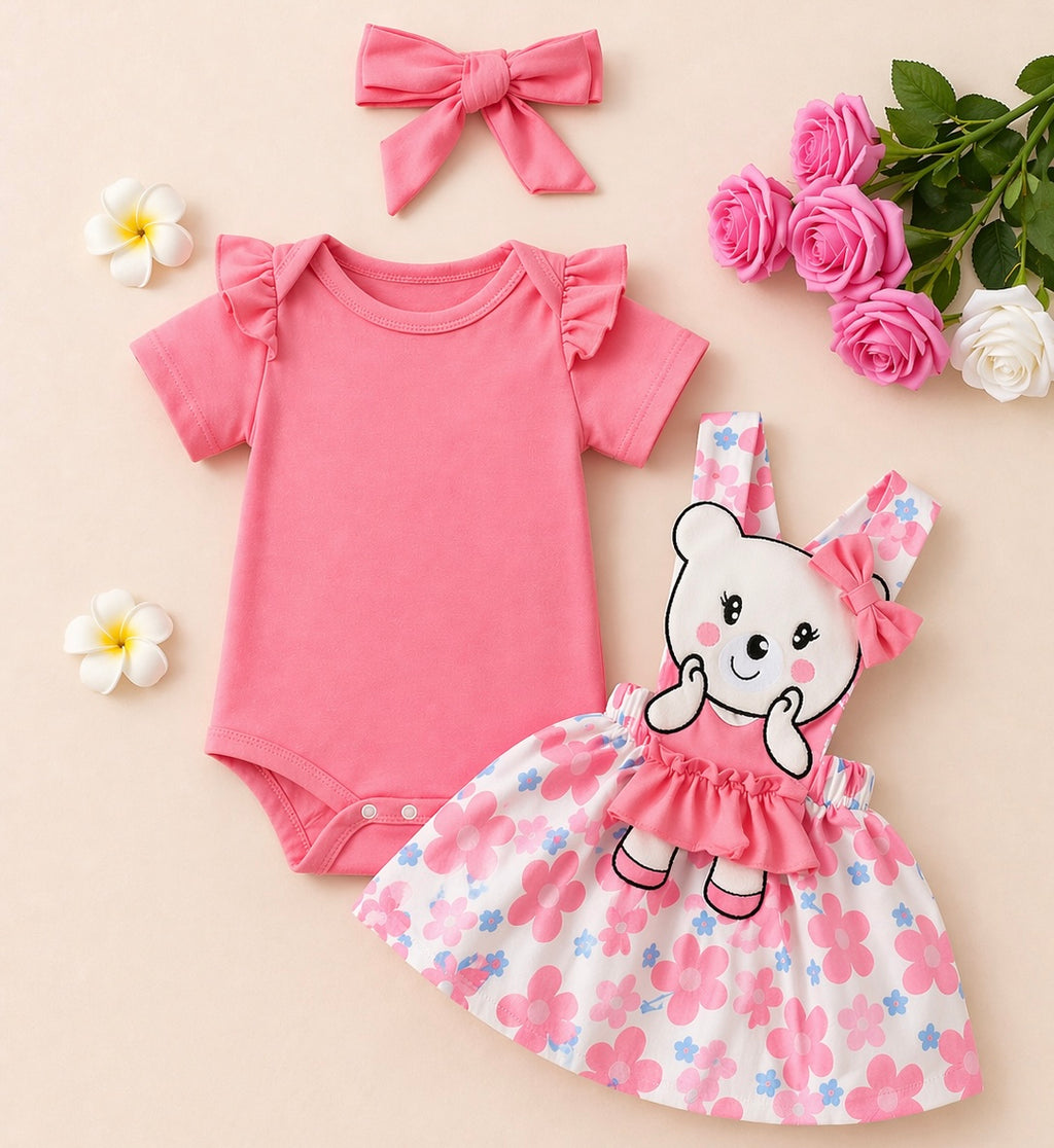 B&B Little Angels Bunny Dress Set – 3-Piece Baby Outfit