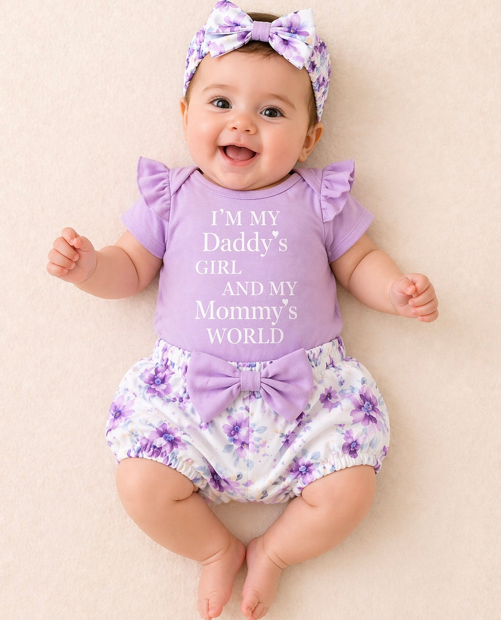 B&B Little Angels Lavender Baby Outfit Set – Floral Style