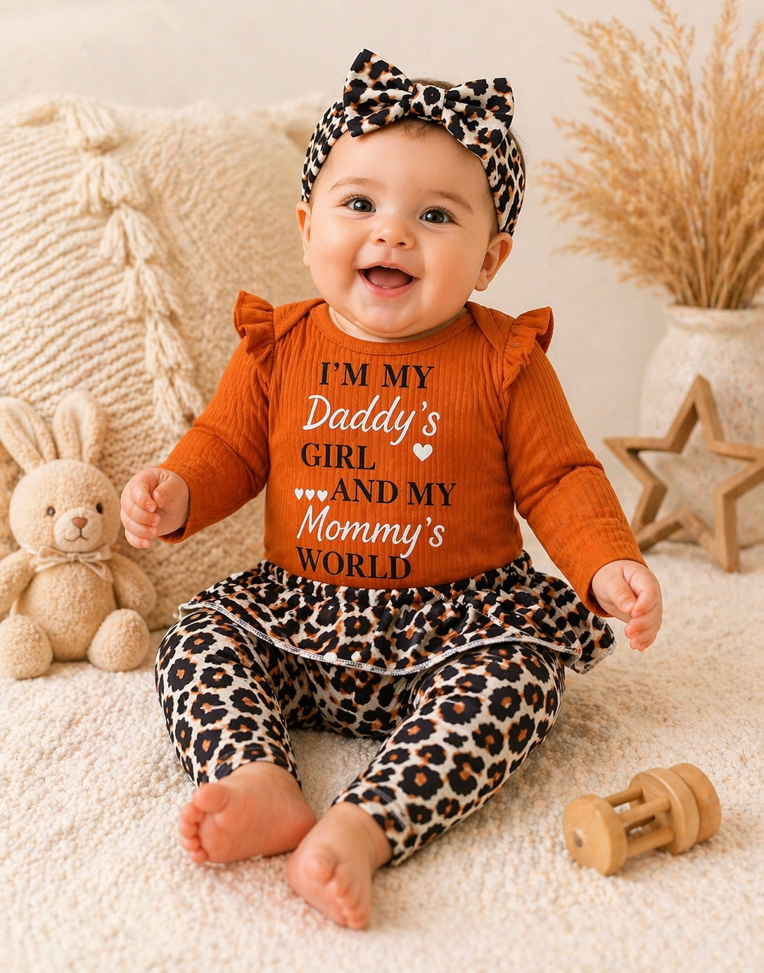 B&B Little Angels Baby Girl Outfit Set – Bell Bottom Style (3-Piece)