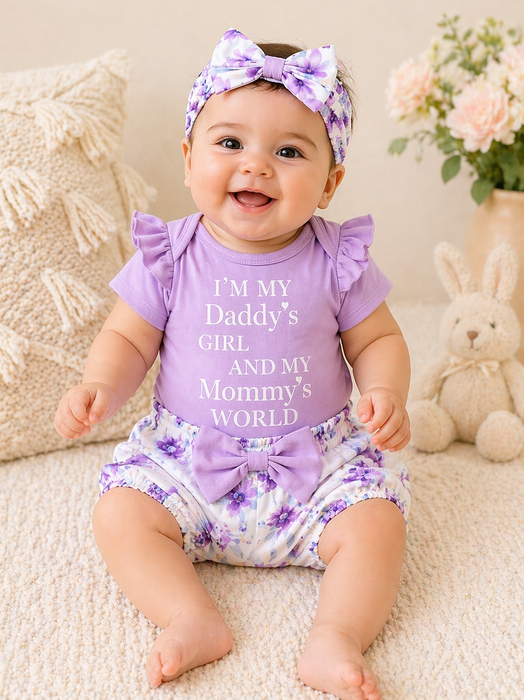 B&B Little Angels Lavender Baby Outfit Set – Floral Style