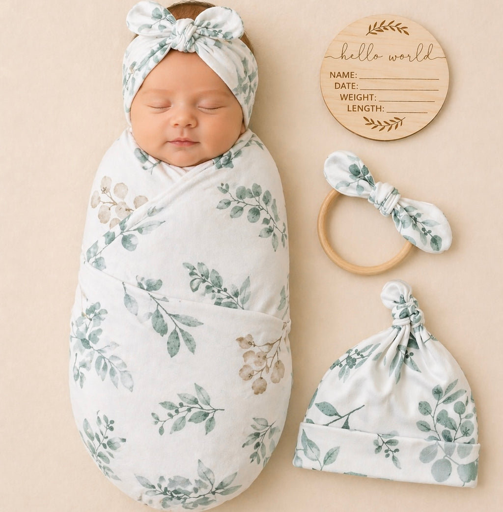 B&B Little Angels Eucalyptus Calm Swaddle Set (3-Piece)