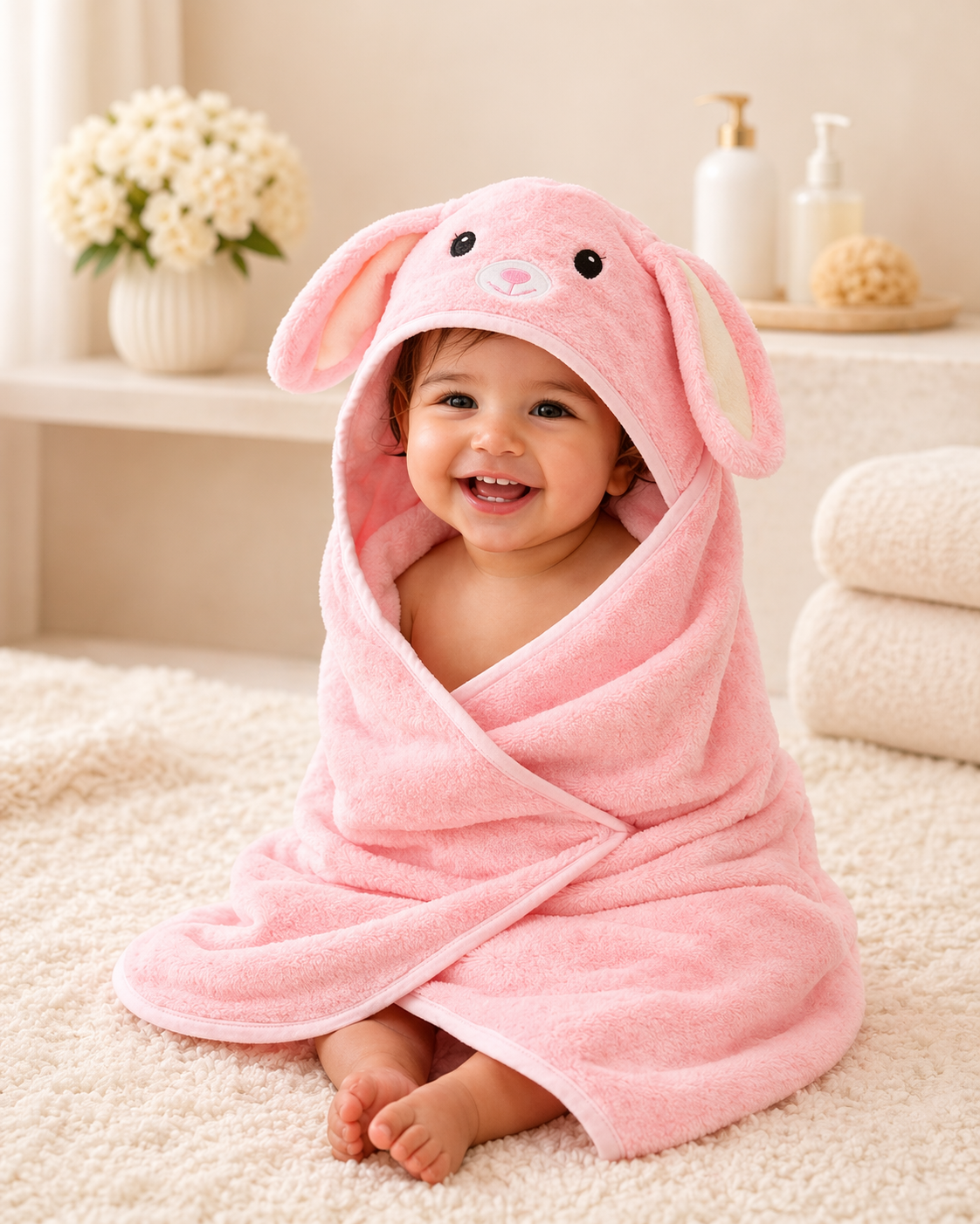 B&B Little Angels Hooded Baby Towel Set – Soft Animal Design (2-Pack)