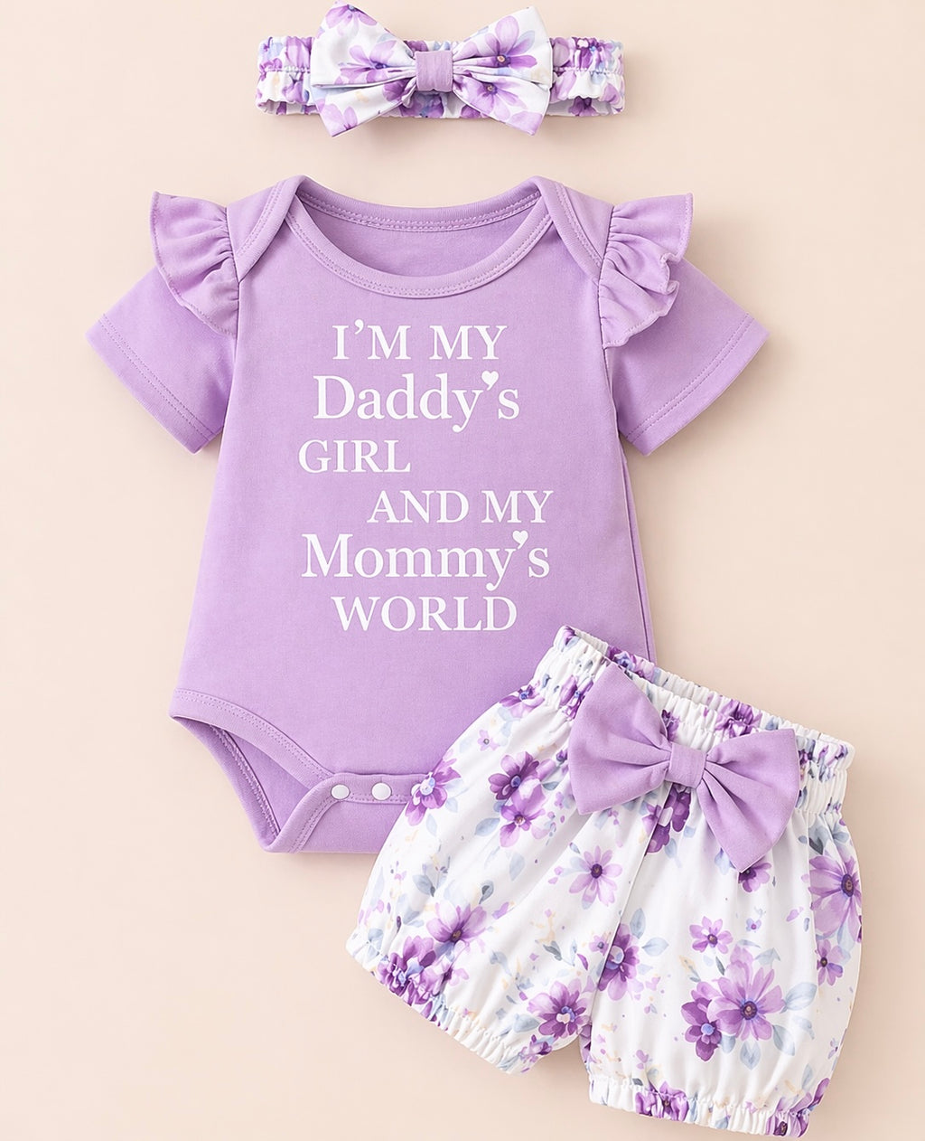 B&B Little Angels Lavender Baby Outfit Set – Floral Style