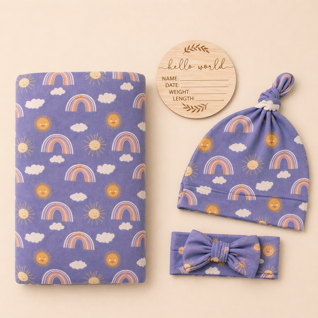 B&B Little Angels Rainbow Dream Swaddle Set (3-Piece)