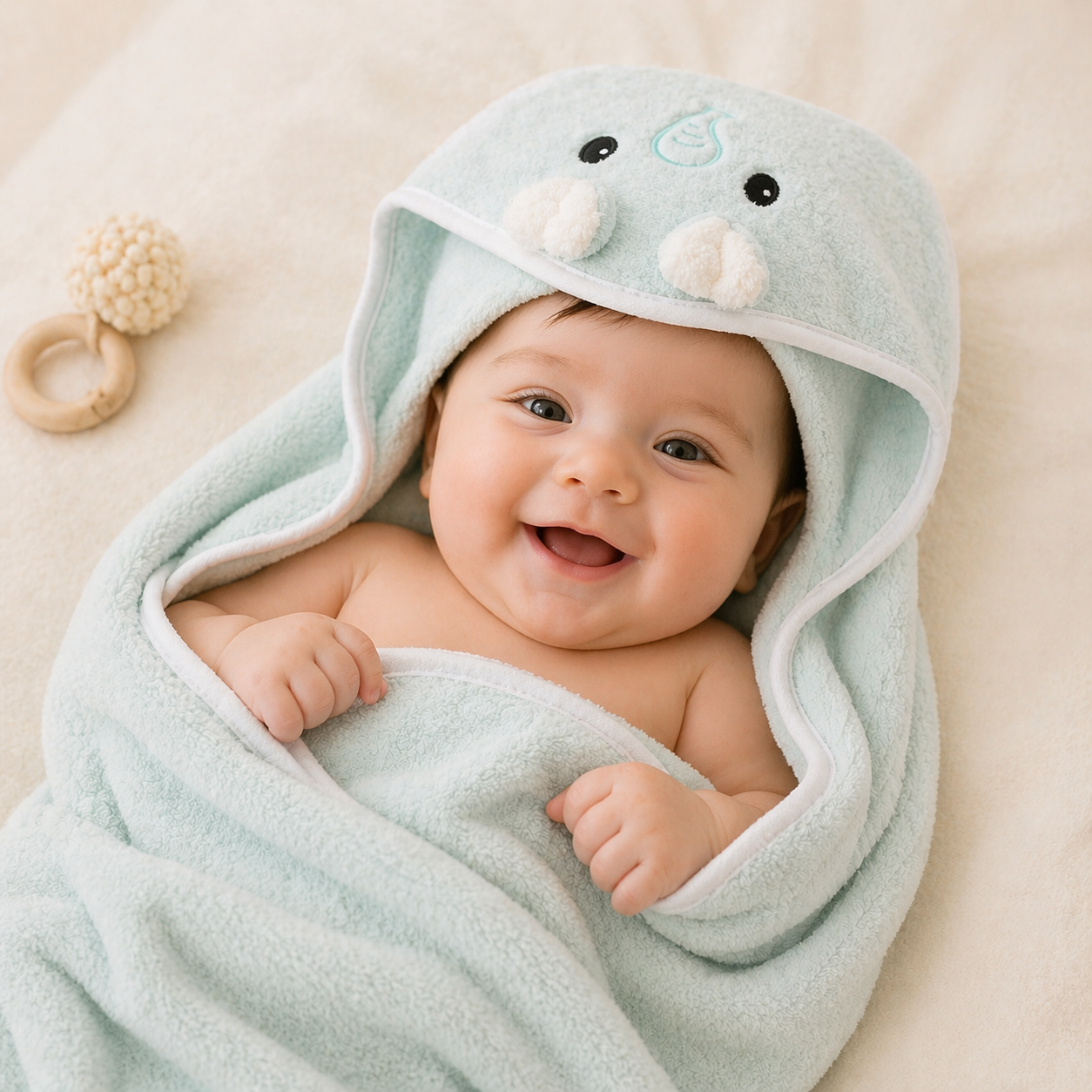 B&B Little Angels Hooded Baby Towel Set – Soft Animal Design (2-Pack)