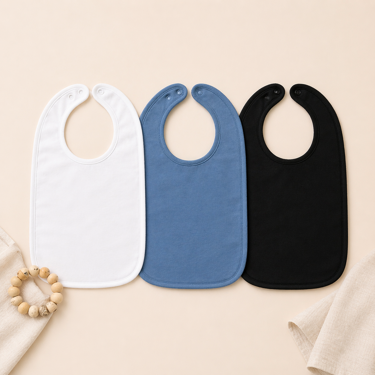 B&B Little Angels Baby Bib Set – Soft Neutral Essentials (3-Pack)