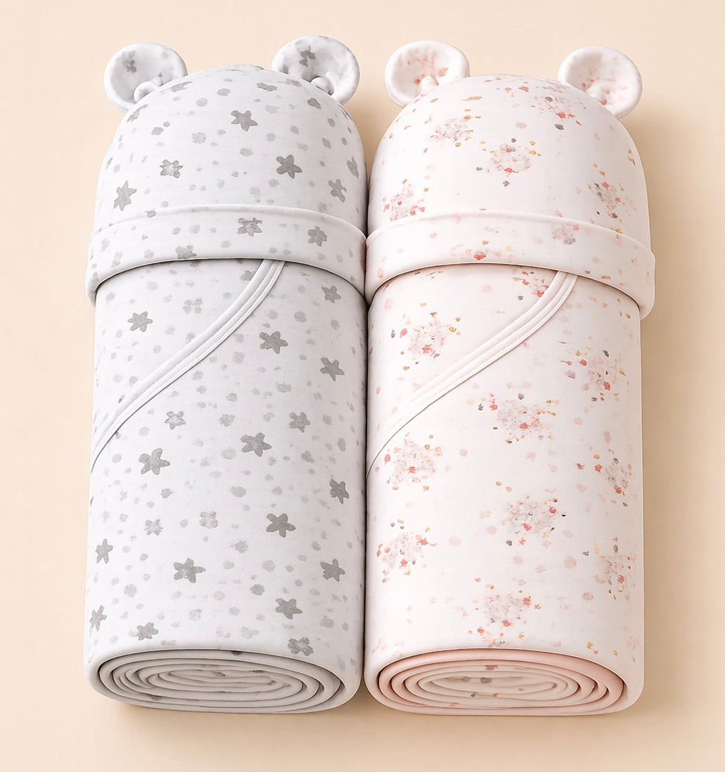 B&B Little Angels Premium Swaddle & Hat Set (2-Pack)