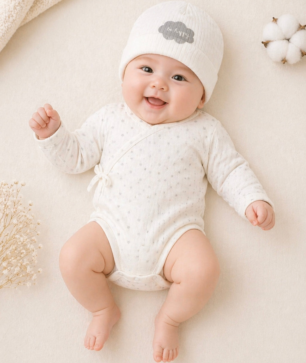 B&B Little Angels Neutral Baby Beanie Set – Soft Cotton Essentials (3 Pack)