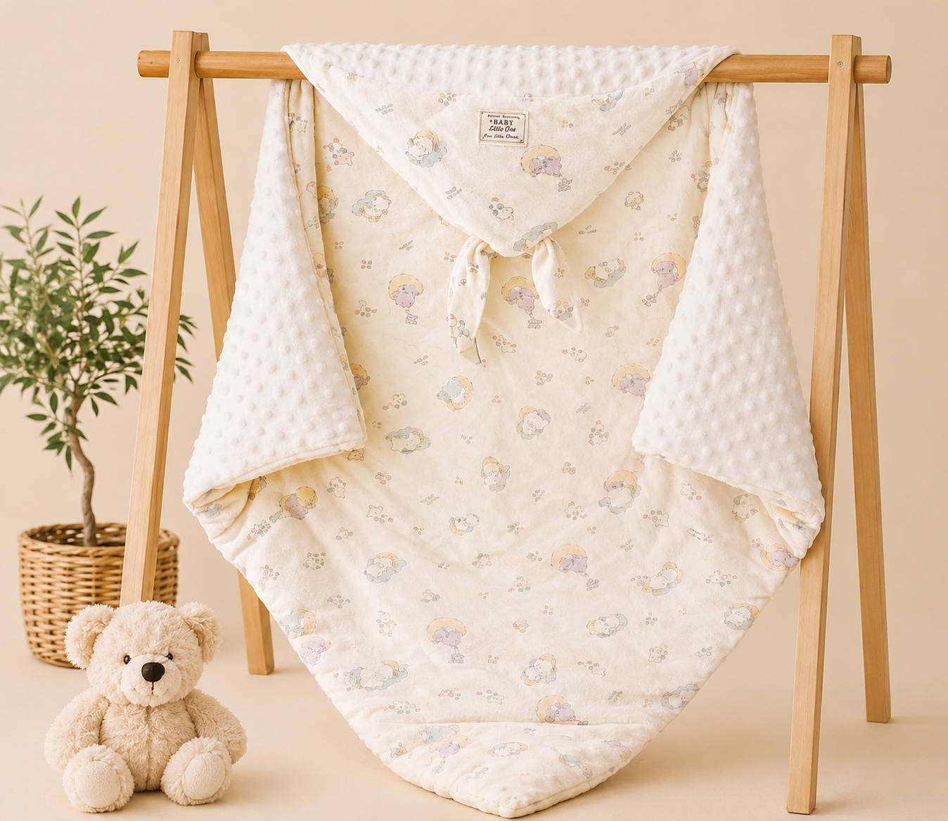 B&B Little Angels Hooded Baby Wrap – Soft Cozy Swaddle Blanket