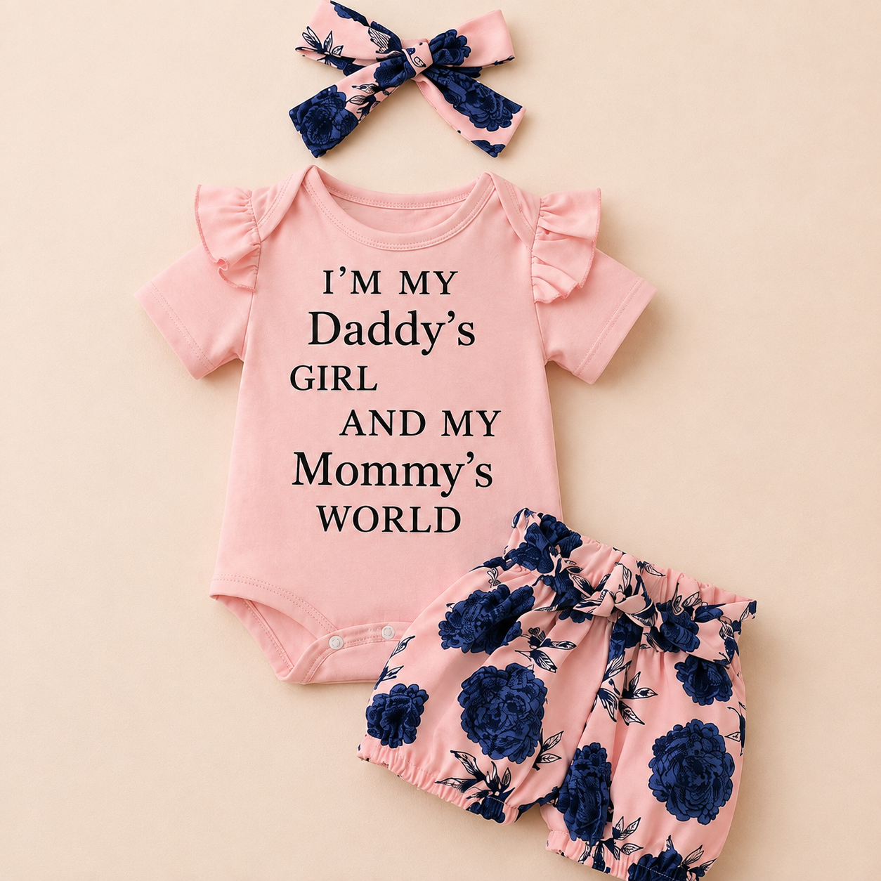 B&B Little Angels Daddy’s Girl Baby Outfit – 3-Piece Floral Set