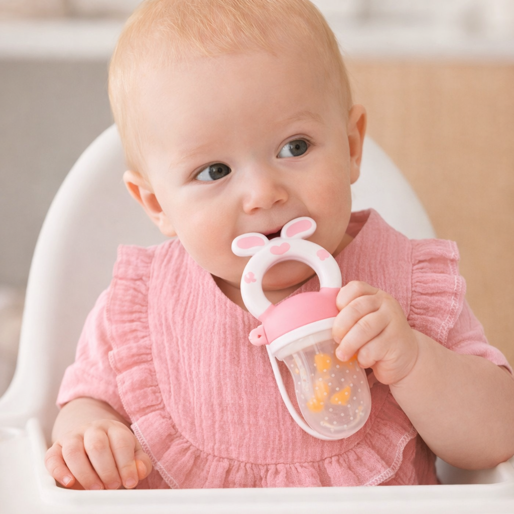 B&B Little Angels Baby Feeding Starter Kit (Bib & Fruit Feeder Gift Set)