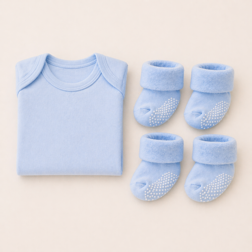 B&B Little Angels 3-Piece Baby Outfit Set – Cotton Bodysuit & Anti-Slip Socks