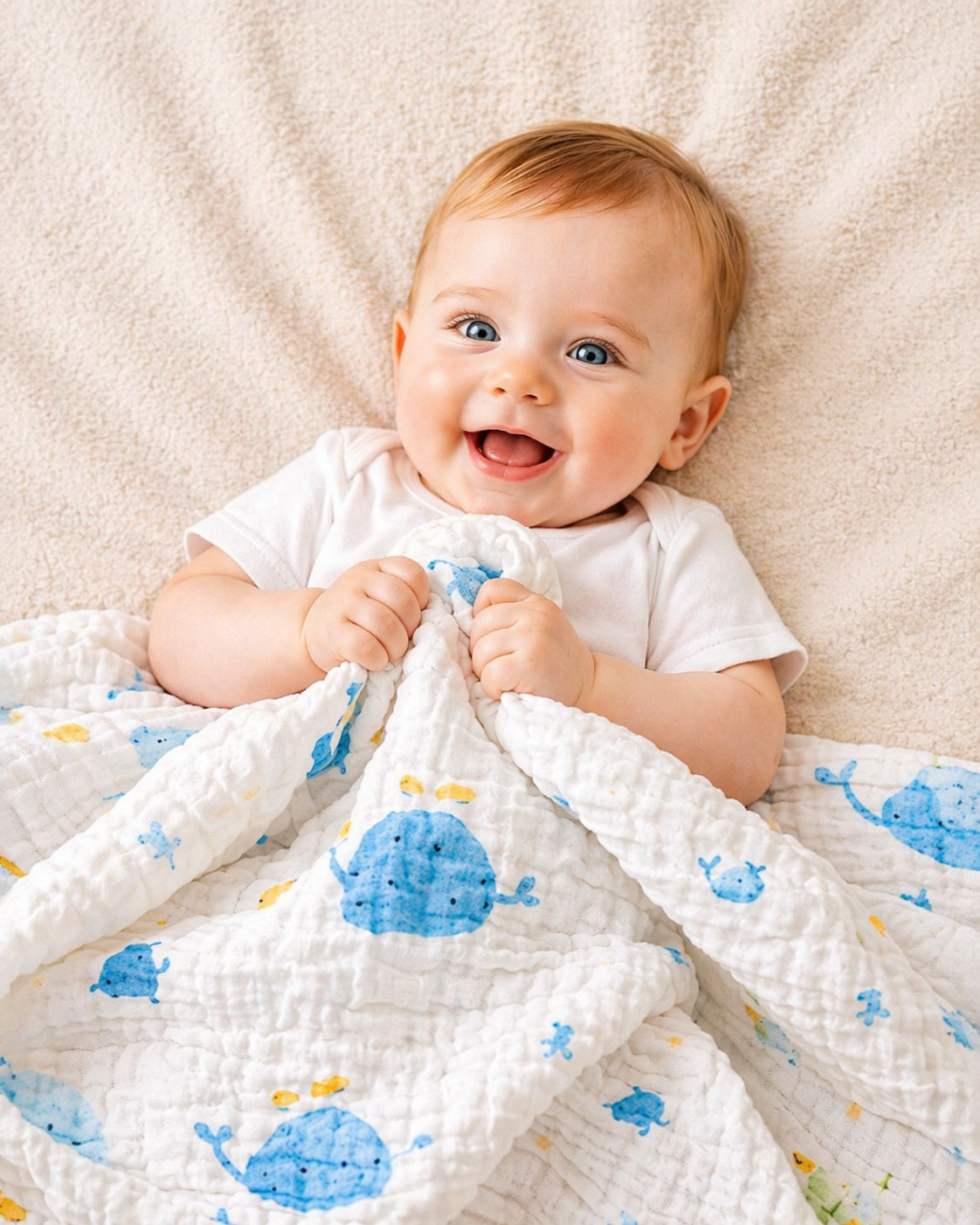 B&B Little Angels Muslin Baby Blanket Set – Soft Essentials Swaddle Set (3-Pack)