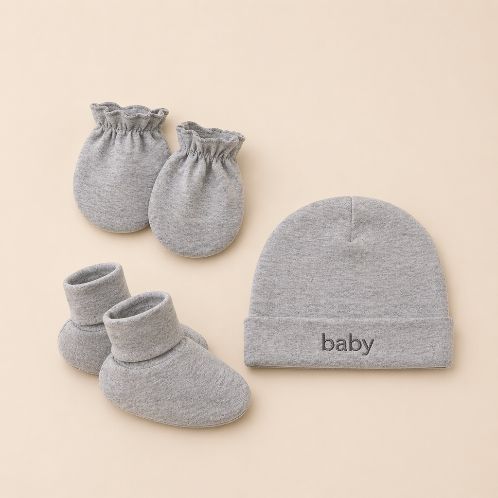 B&B Little Angels Newborn Essentials Set – Hat, Mittens & Booties (3-Piece)