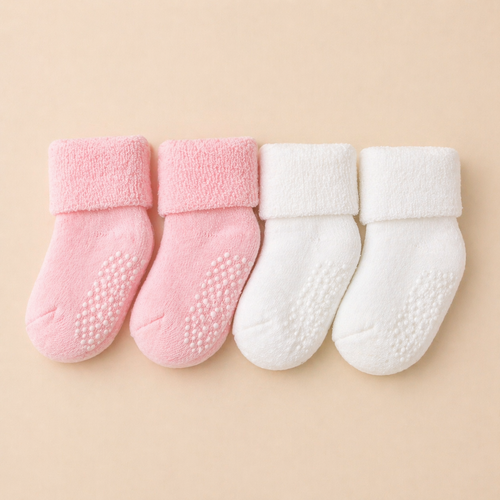 B&B Little Angels 4-Pack (Pink & White Set) Baby Essentials Grip Socks