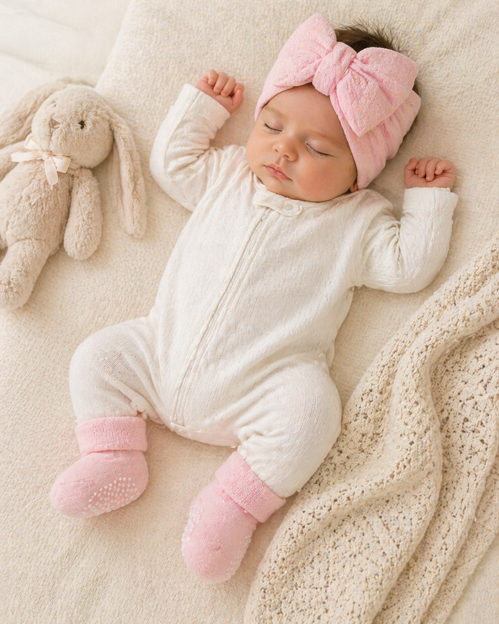 B&B Little Angels 4-Pack (Pink & White Set) Baby Essentials Grip Socks