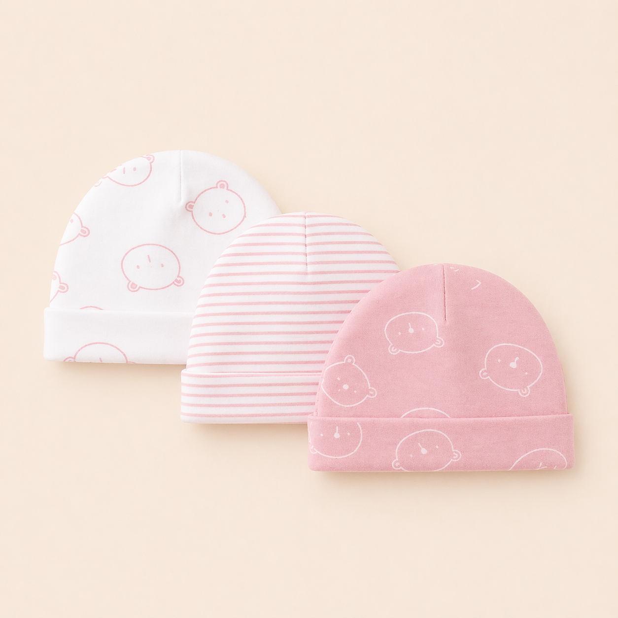 B&B Little Angels Baby Beanie Set – Soft Cotton Stretch Hats (3-Pack)