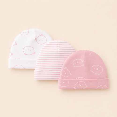 B&B Little Angels Baby Beanie Set – Soft Cotton Stretch Hats (3-Pack)