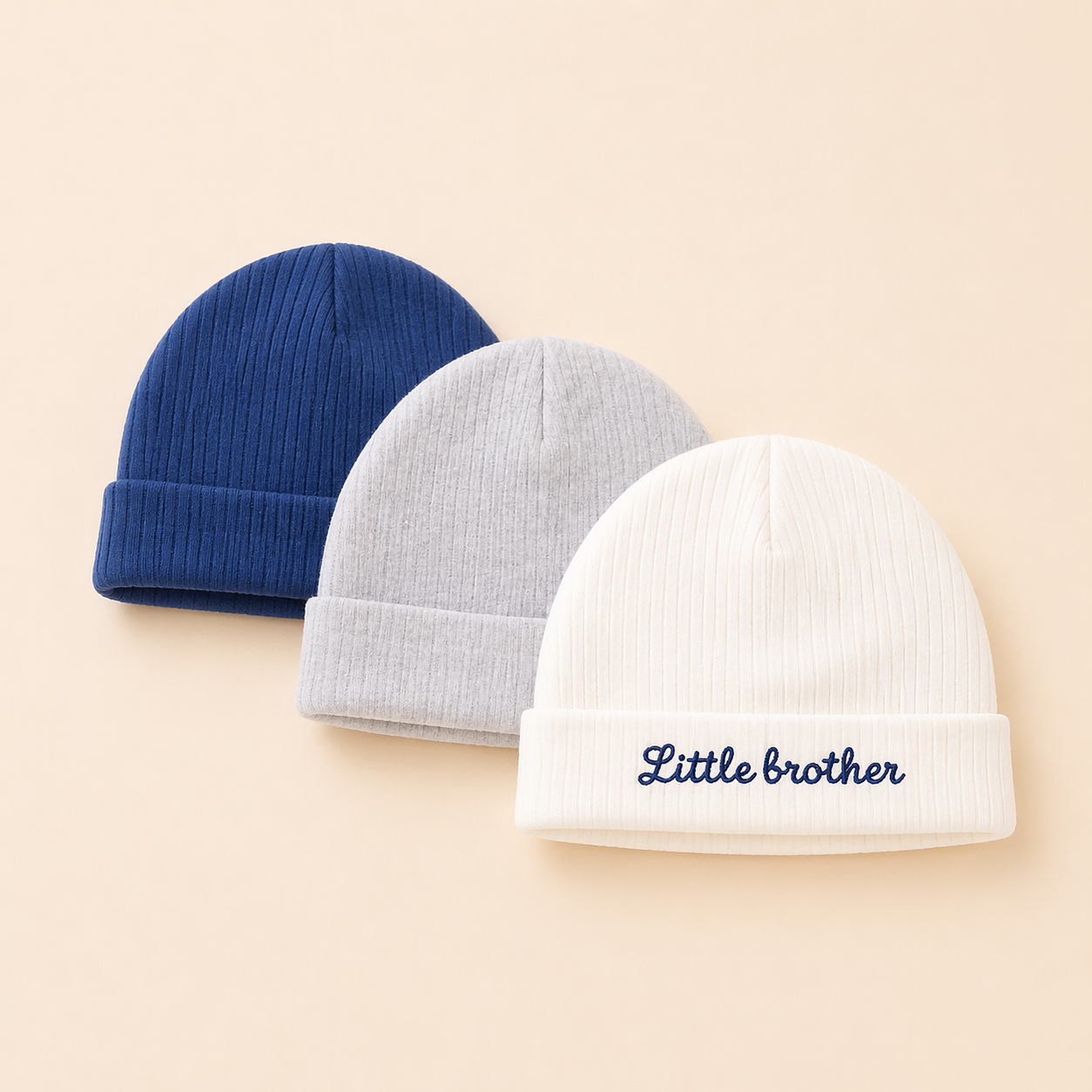 B&B Little Angels Neutral Baby Beanie Set – Soft Cotton (3-Pack)