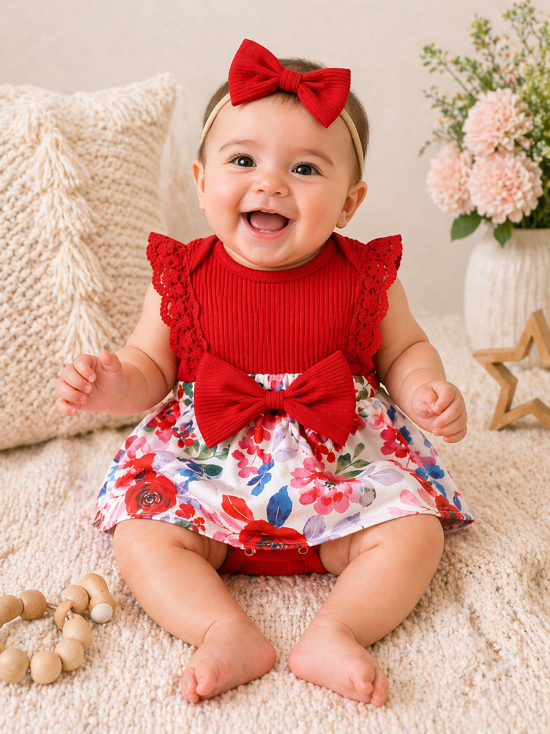 B&B Little Angels Baby Outfit Set – Floral Bell Bottom Style