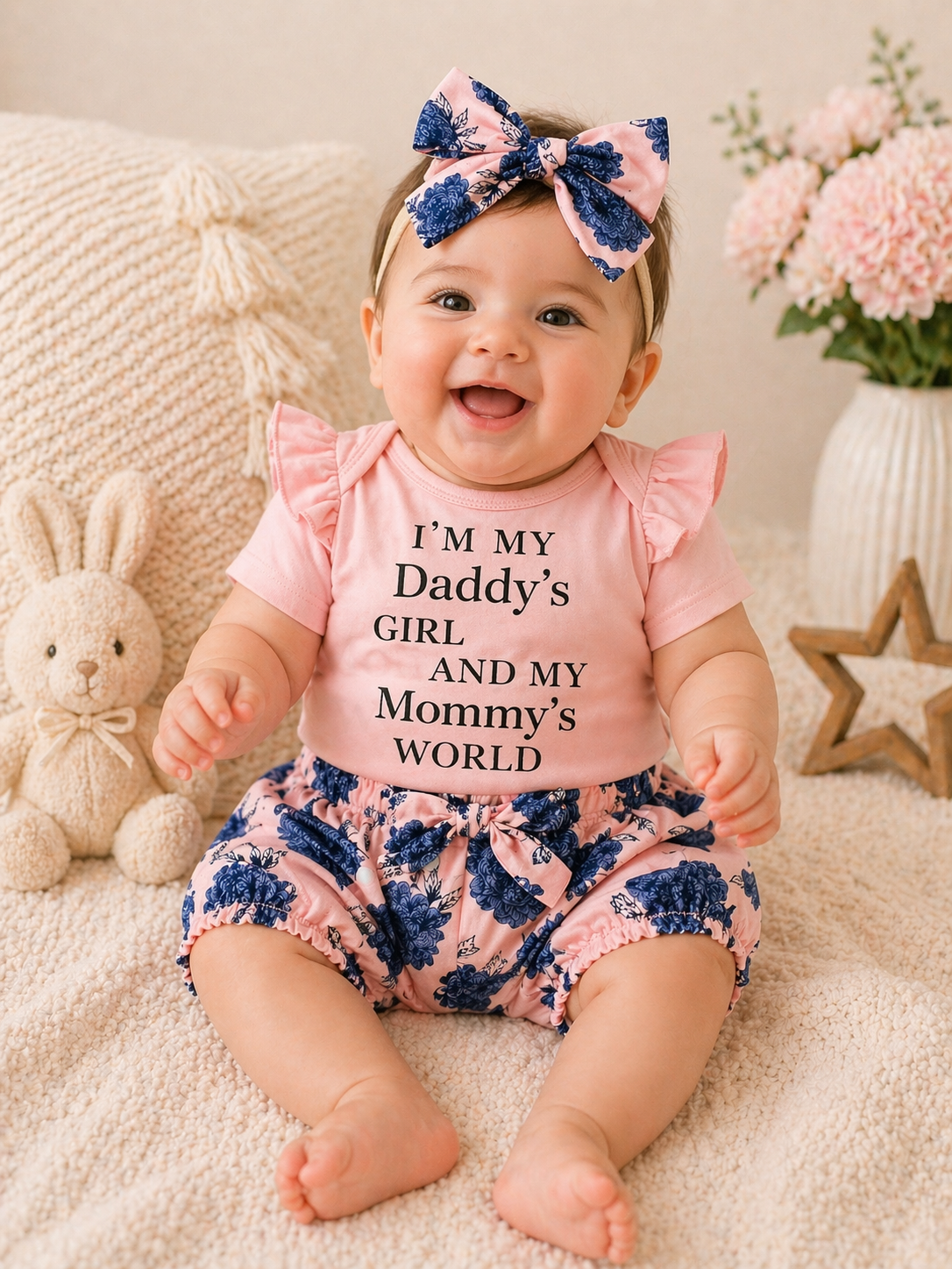 B&B Little Angels Daddy’s Girl Baby Outfit – 3-Piece Floral Set
