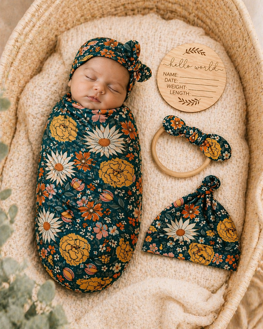 B&B Little Angels Floral Garden Swaddle Set (3-Piece)