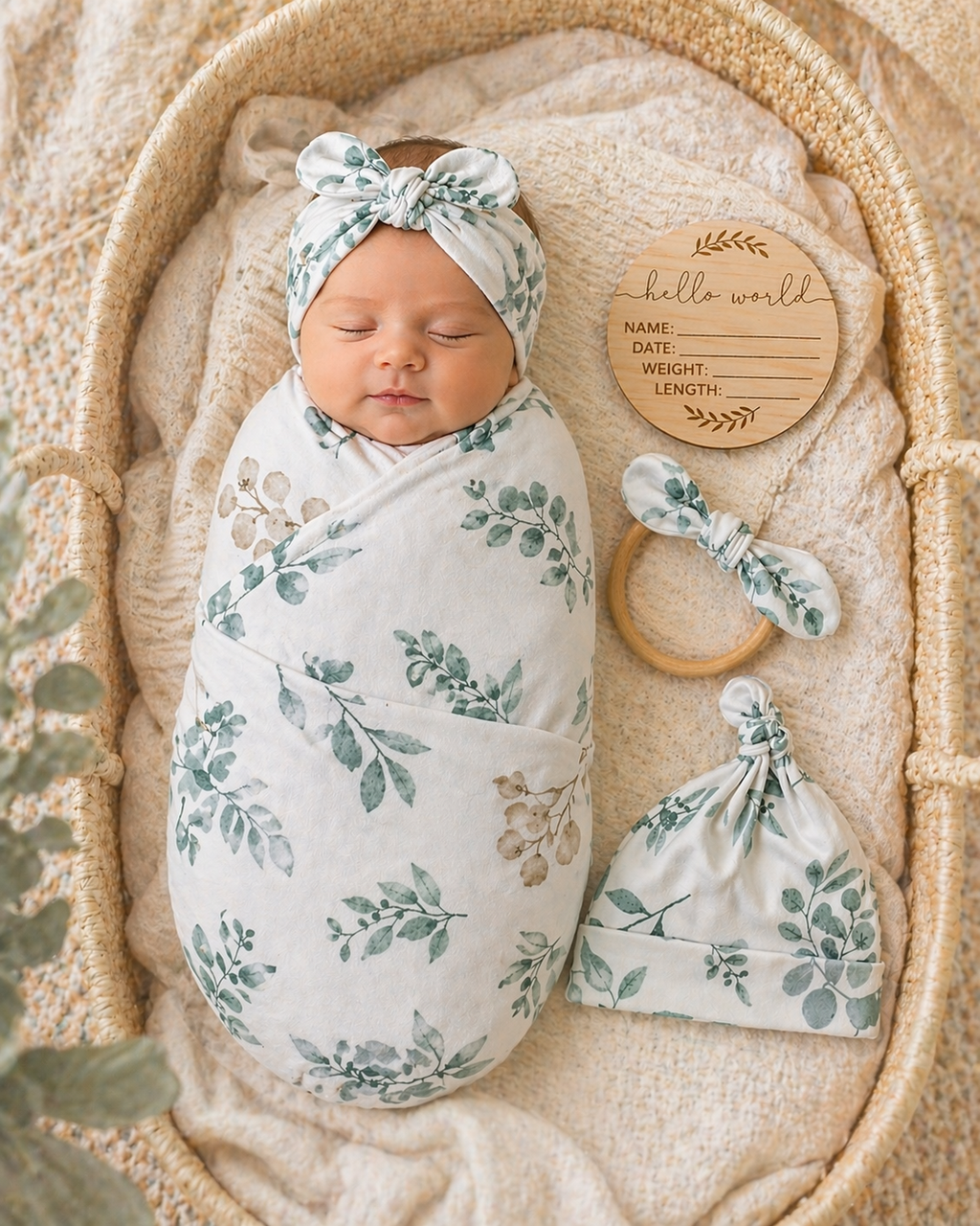 B&B Little Angels Eucalyptus Calm Swaddle Set (3-Piece)