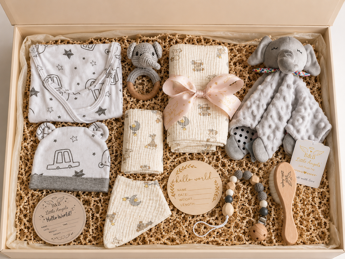 B&B Little Angels™ Neutral Baby Gift Box – Premium Newborn Essentials & Keepsakes Set