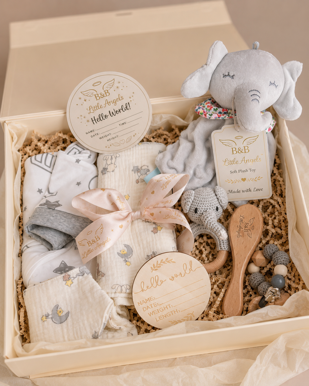 B&B Little Angels™ Neutral Baby Gift Box – Premium Newborn Essentials & Keepsakes Set