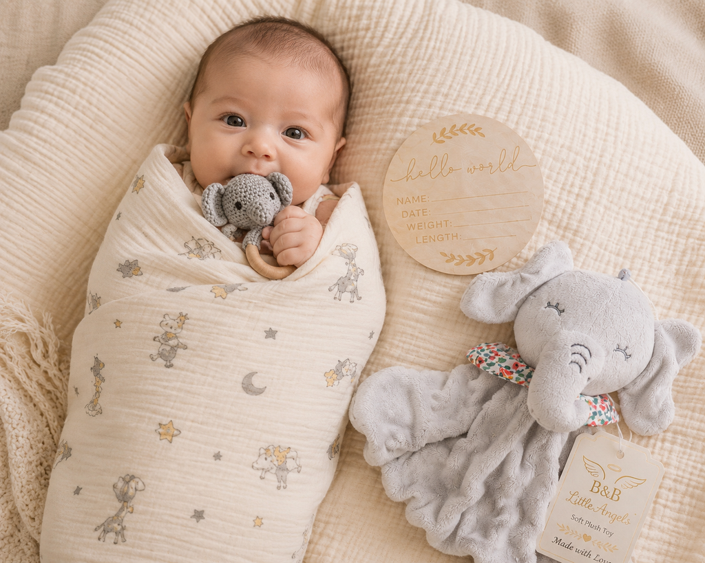 B&B Little Angels™ Neutral Baby Gift Box – Premium Newborn Essentials & Keepsakes Set