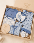 B&B Little Angels Blue Dino 6-Piece Newborn Baby Gift Set – Soft Cotton Essentials