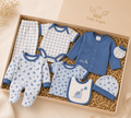 B&B Little Angels Blue Dino 6-Piece Newborn Baby Gift Set – Soft Cotton Essentials